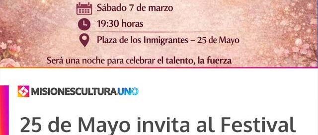 25 de Mayo invita al Festival Homenaje a las Mujeres en la Plaza de los Inmigrantes